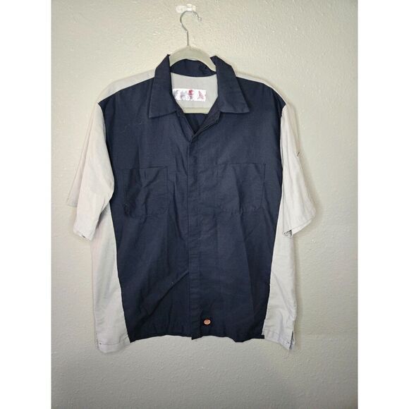 Red Kap Men's Navy and Light Gray Short Sleeve Two Tone Crew Shirt Size XL - Picture 1 of 6